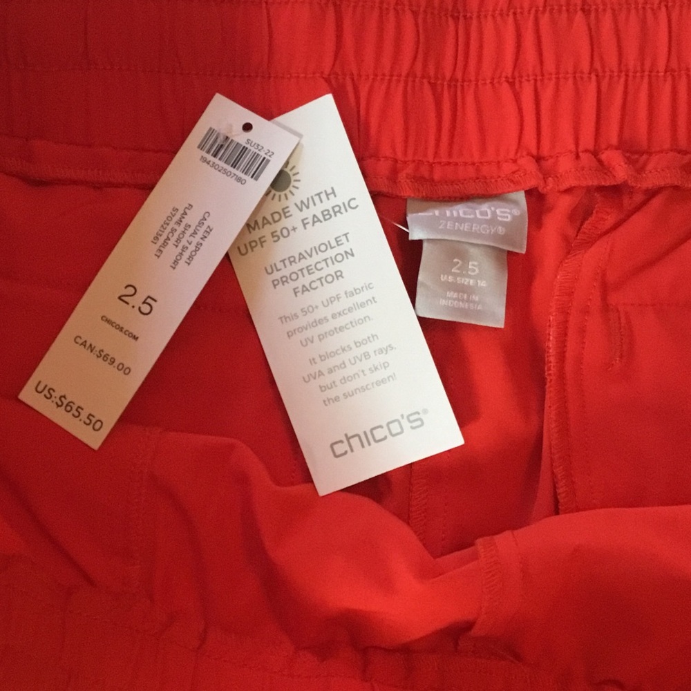 Chico's Bright Red Athletic Drawstring Shorts NWT - image 2